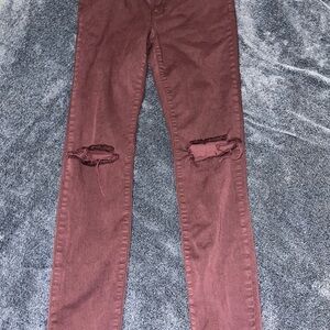 PacSun Distressed Burgundy Pants